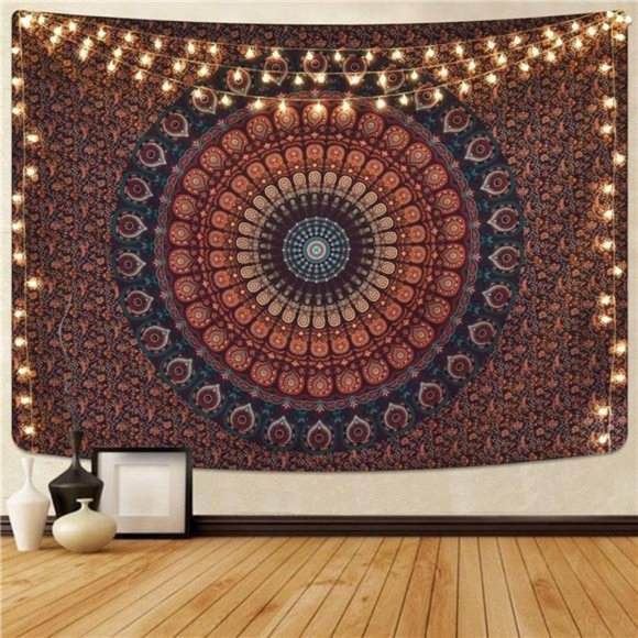 51.2 x 59.1 inches Mandala Tapestry Hippie Tapestries Psychedelic Peacock Boho - Picture 1 of 7
